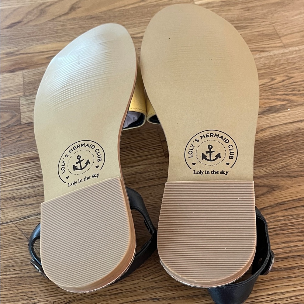 Loly in the Sky Yellow & Black Hello Sunshine Sandals - Picture 5 of 6